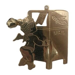 VTH Gloria G Duchin 1979 Child Mailing Letter To Santa Metal Goldtone Ornament